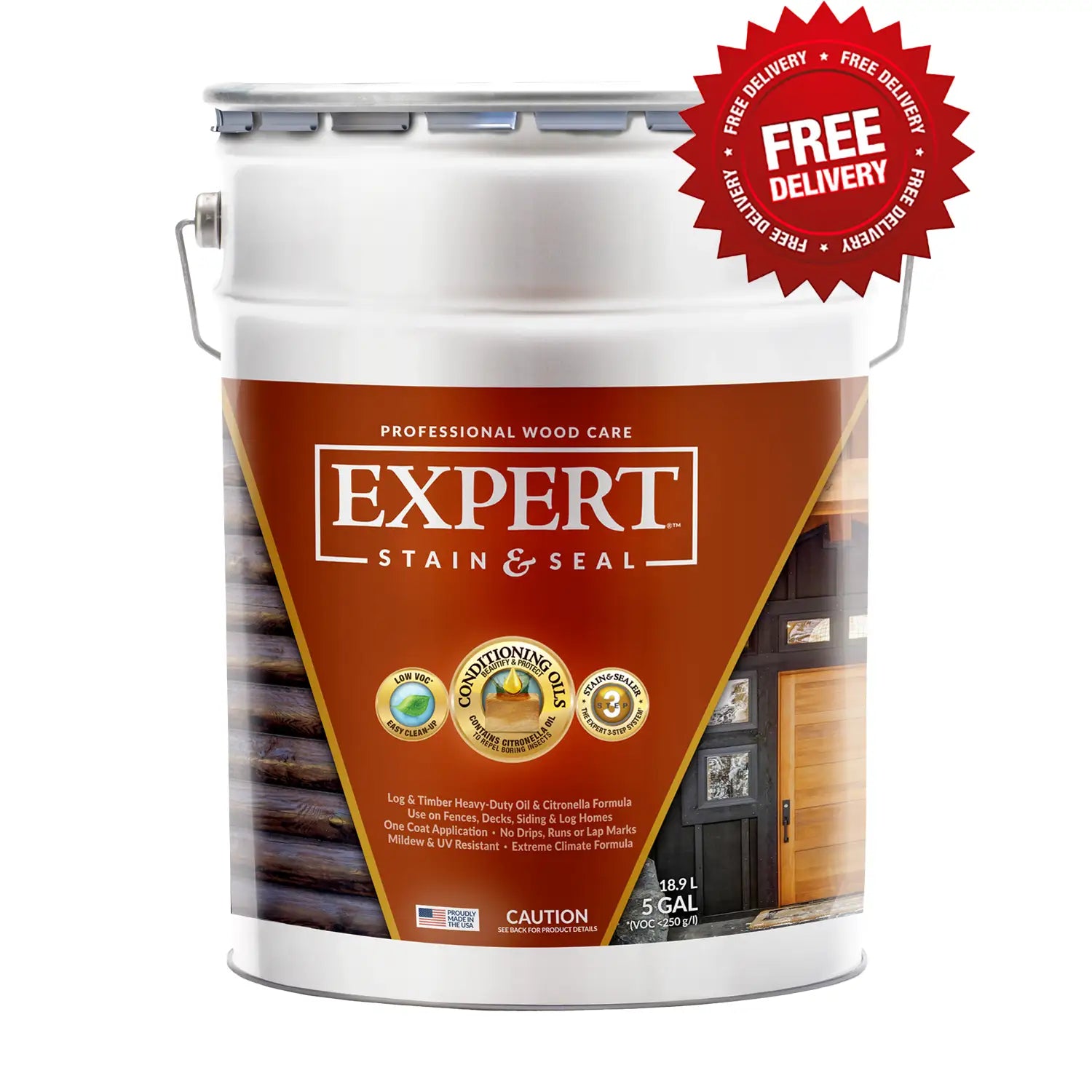 Expert Stain and Seal Log and Timber Semi-Transparent Oil 5 Gallon Free Shipping