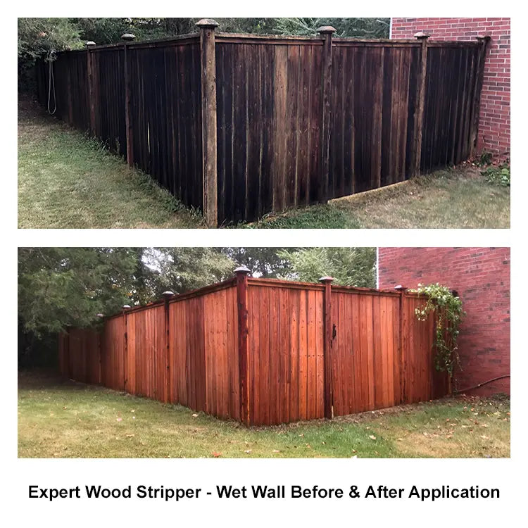 Expert Wood Stripper - Photos of Before and After Application on a Wetted Wall