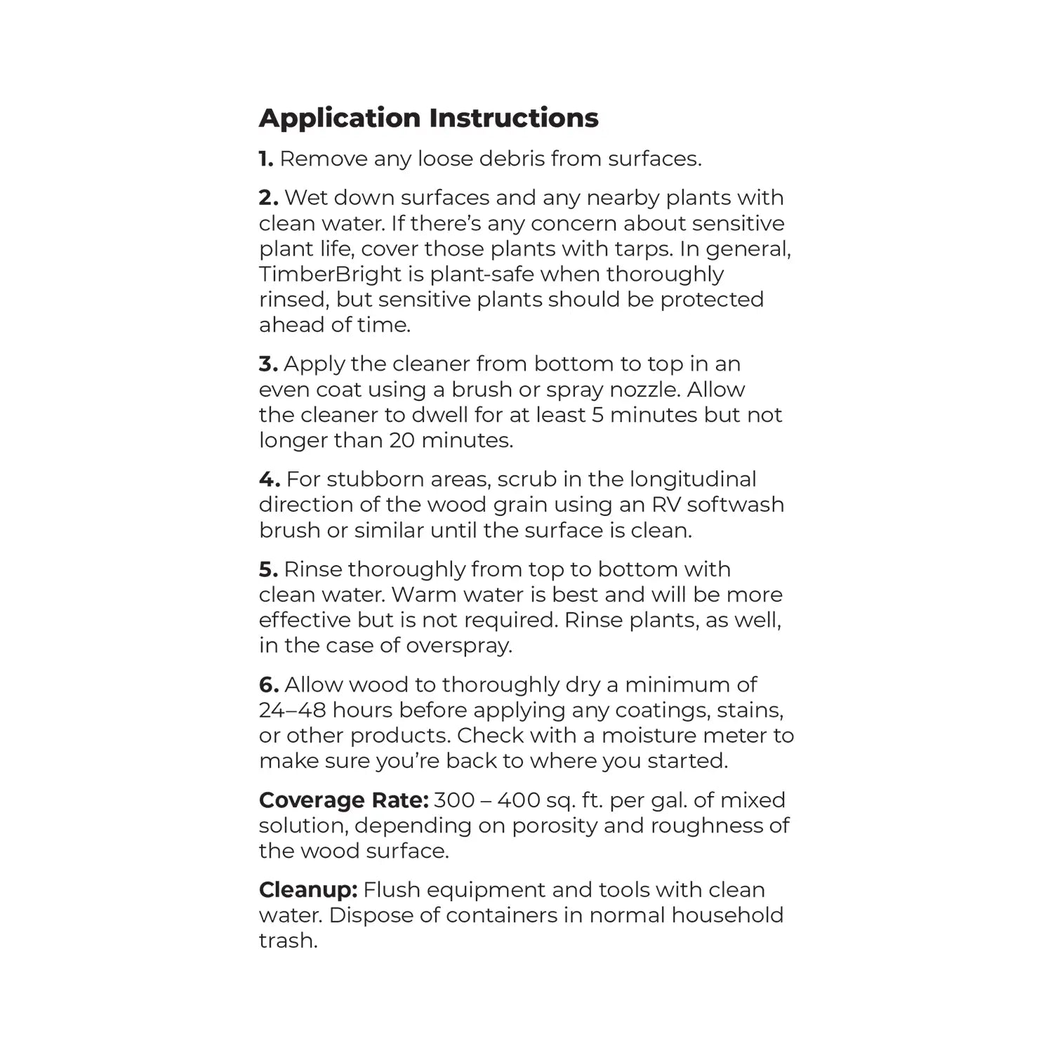 Application Instructions For Sashco Timber Bright
