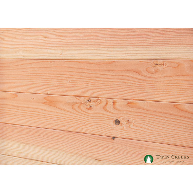 1x6 Douglas Fir Tongue & Groove Shiplap - Installed Closeup of V-Groove Face from Angle