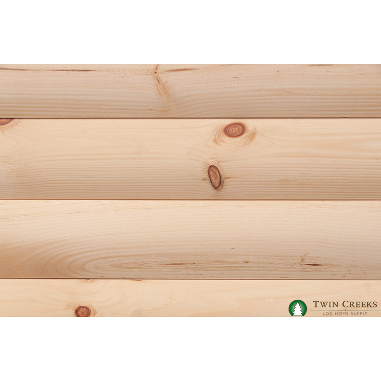2x6 White Pine "D" Log Siding - Installed Close