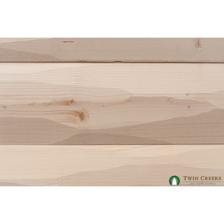 2x8 Spruce "D" Log Siding - Hewn (Closeup from Front)