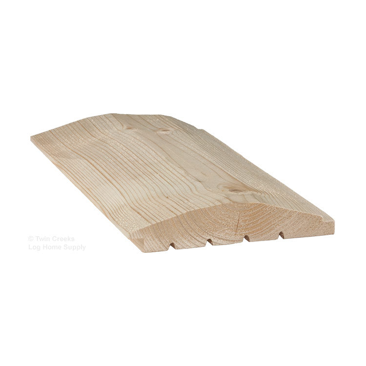 2x8 Spruce "D" Log Siding - Hewn (Profile View)