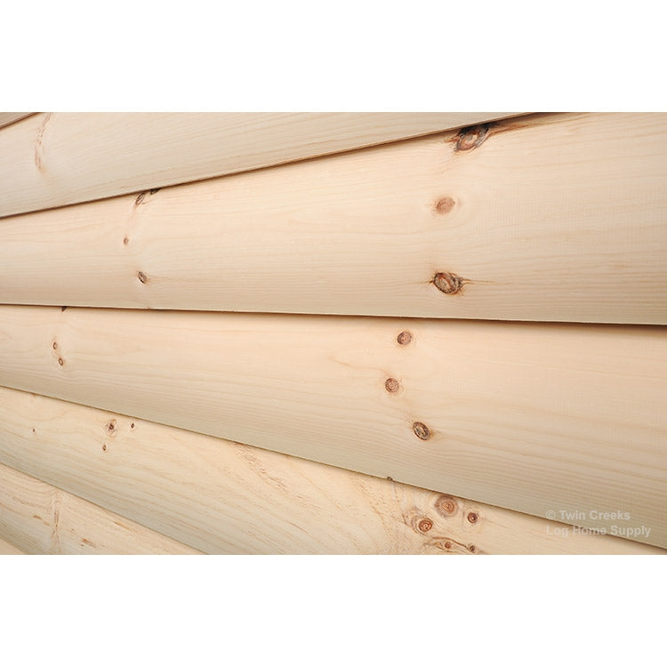 2x8 White Pine "D" Log Siding - Deep Profile; (Installed Angled)