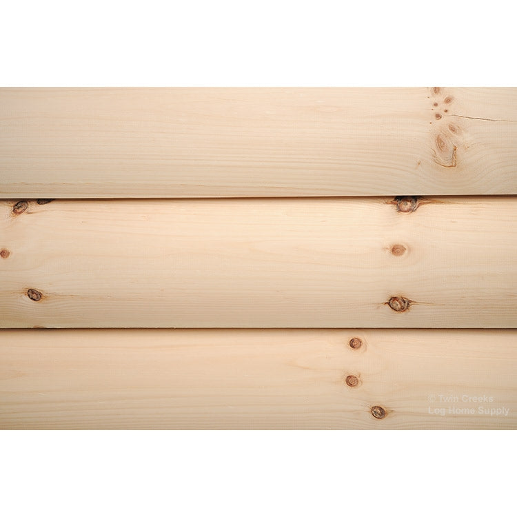 2x8 White Pine "D" Log Siding - Deep Profile; (Installed Close)