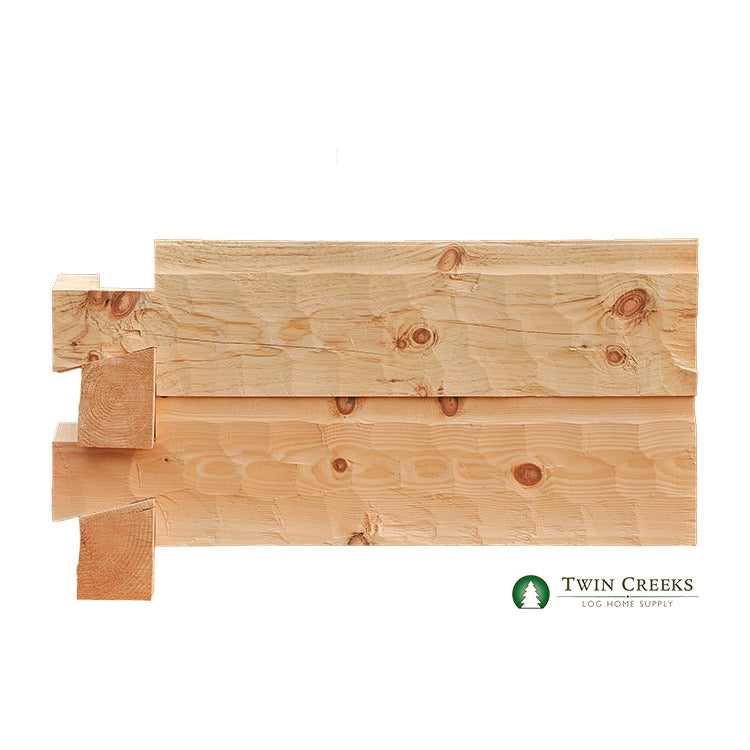 Side View of Stacked Scalloped Hewn Dovetail False Corners