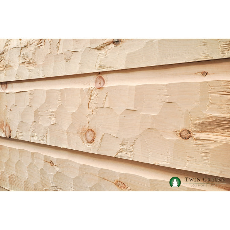 5/4x12 White Pine Chink Log Siding - Scallop Hewn (Installed)