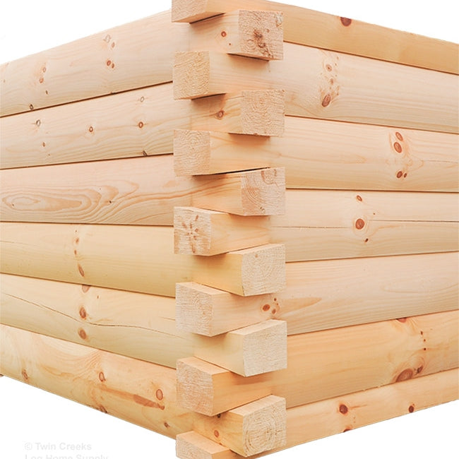 6x8 White Pine D Log (Exterior of Optional Dovetail Joints)