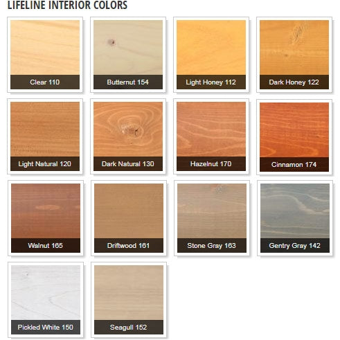 Lifeline Interior Stain - Color Chart