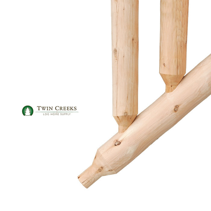 Northern White Cedar Log Stair Railing (Tenoned Spindle Detail) 