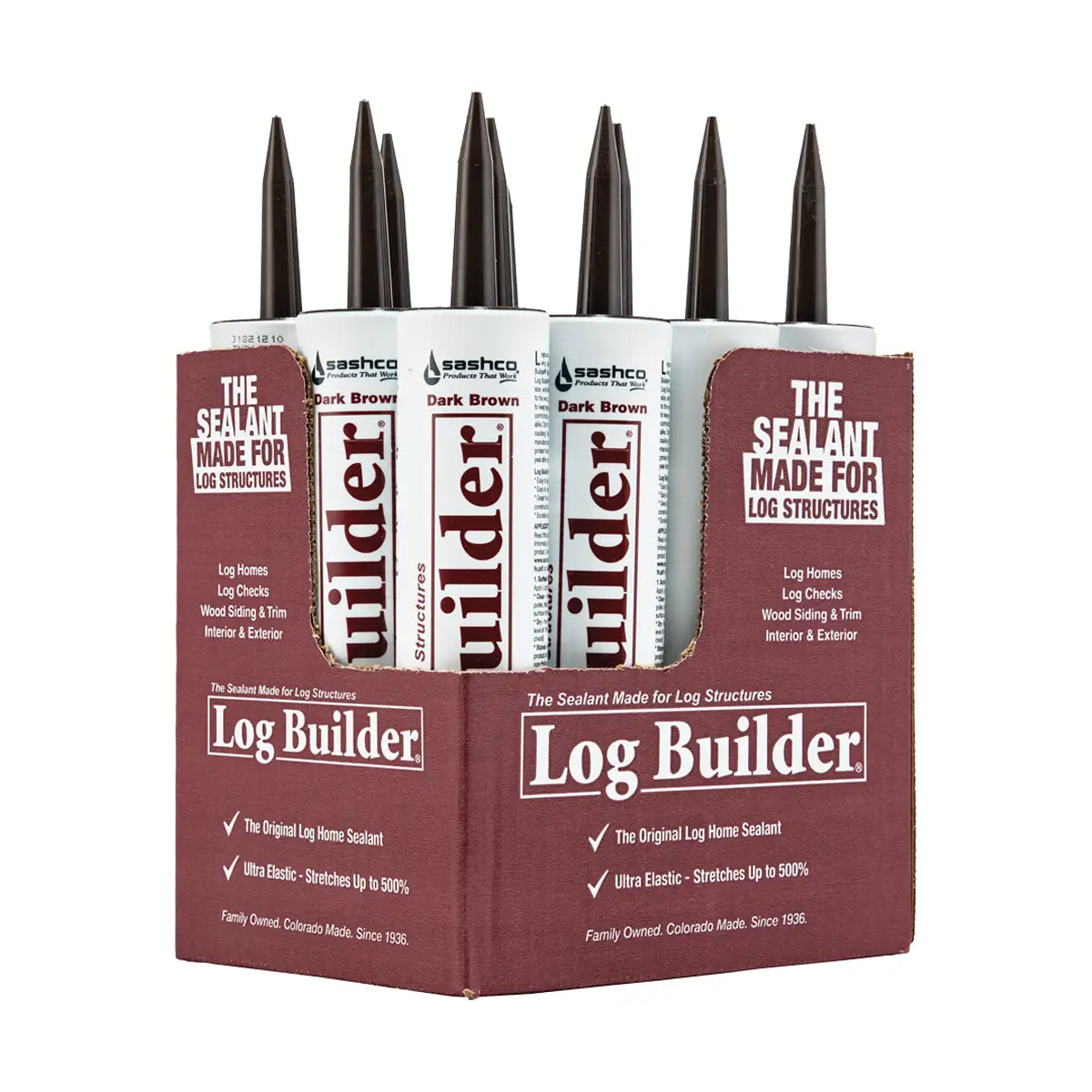 Log Builder Caulk - 10 Oz Case Dark Brown 
