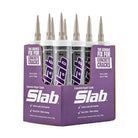 Box of Slab concrete repair caulk tubes on a white background
