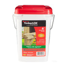 TimberLOK screw container with red lid on a white background