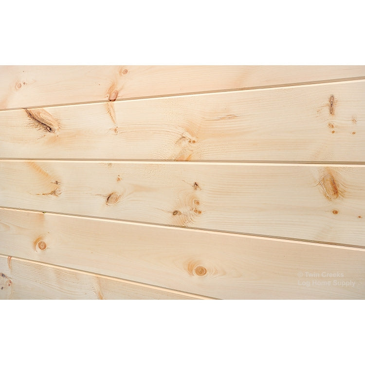 1x12 White Pine Chink Log Siding, Rough Sawn (Wall Reverse Angled)
