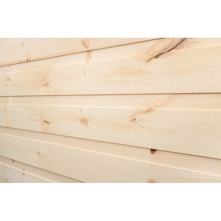 1x12 White Pine Chink Log Siding, Rough Sawn - (Front Wall Angled)