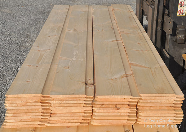 1x12 White Pine Smooth Face Chink Log Siding - From Bundle