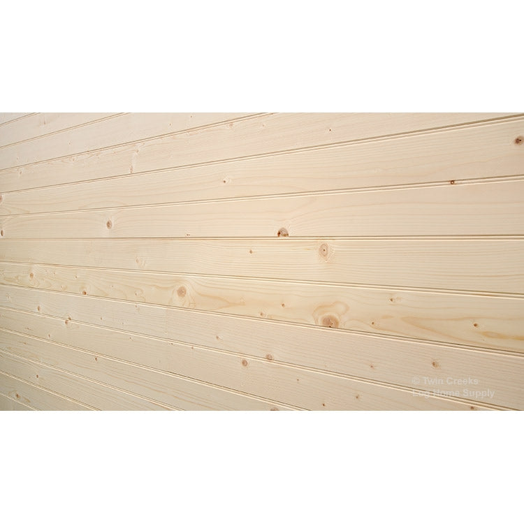 1x8 Spruce Tongue & Groove Paneling - Installed Angled View (Beaded)