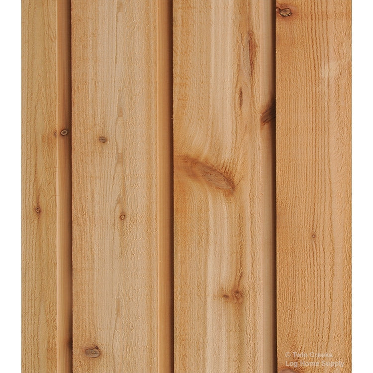 1x8 Western Red Cedar Channel Rustic Siding (Close Up of Vertically Installed Wall)