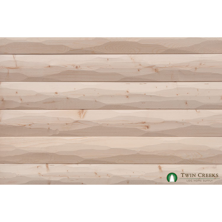2x8 Spruce "D" Log Siding - Hewn (Installed)