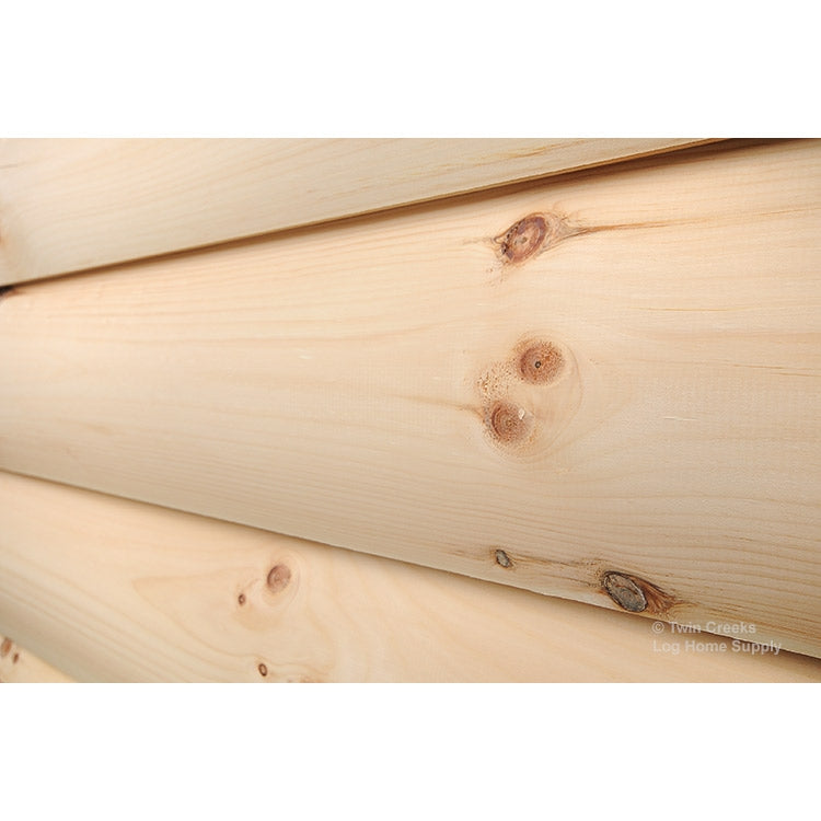 2x8 White Pine "D" Log Siding - Deep Profile; (Installed Angled Close)