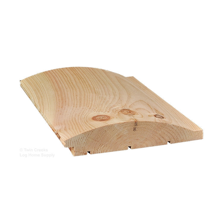 2x8 White Pine "D" Log Siding - Deep Profile; Profile