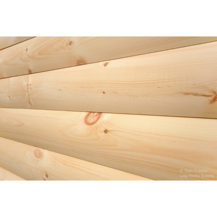 2x8 White Pine "D" Log Siding - Closeup from Angle