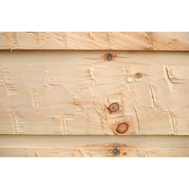 5/4x12 White Pine Chink Log Siding - Square Chink with Rustic Style Hand Hewing (Installed Close)