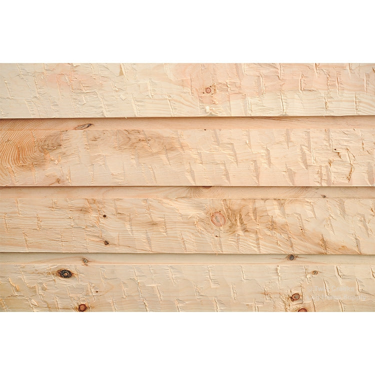 5/4x12 White Pine Chink Log Siding - Square Chink with Rustic Style Hand Hewing (Installed)