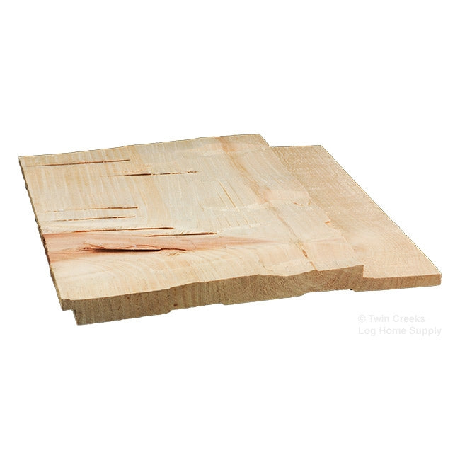 5/4x12 White Pine Chink Log Siding - Square Chink with Rustic Style Hand Hewing
