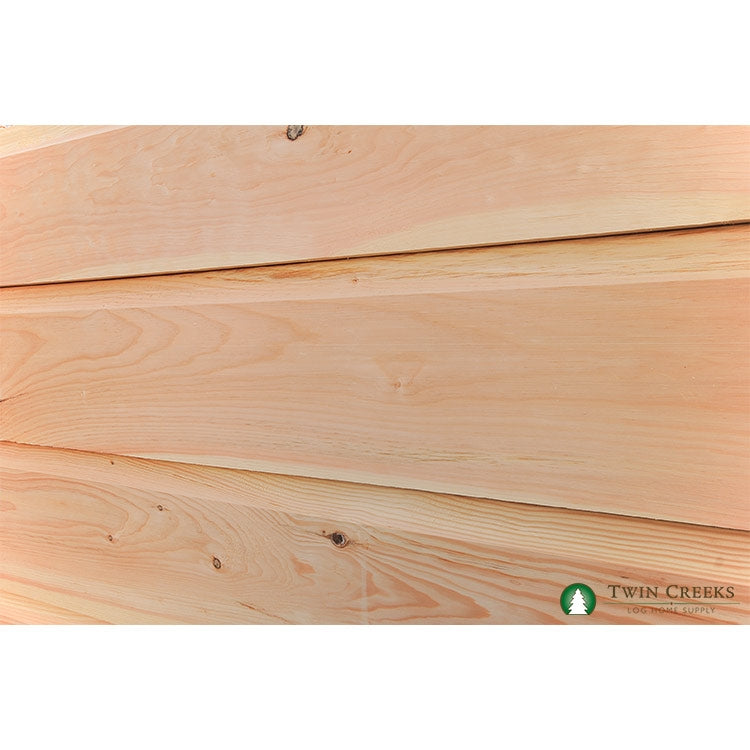 5/4x12 White Pine Chink Log Siding (Angled Closeup)