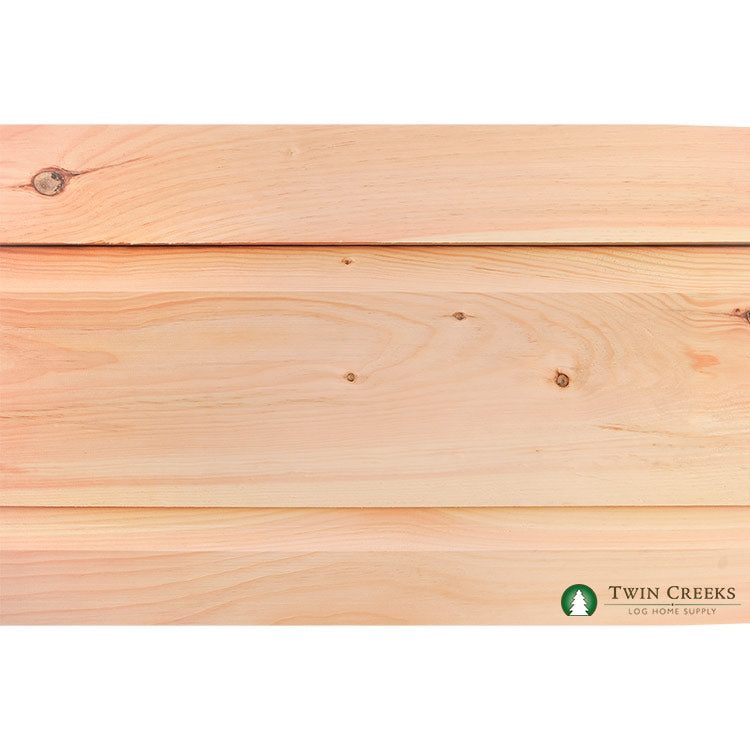 5/4x12 White Pine Chink Log Siding (Installed Closeup)