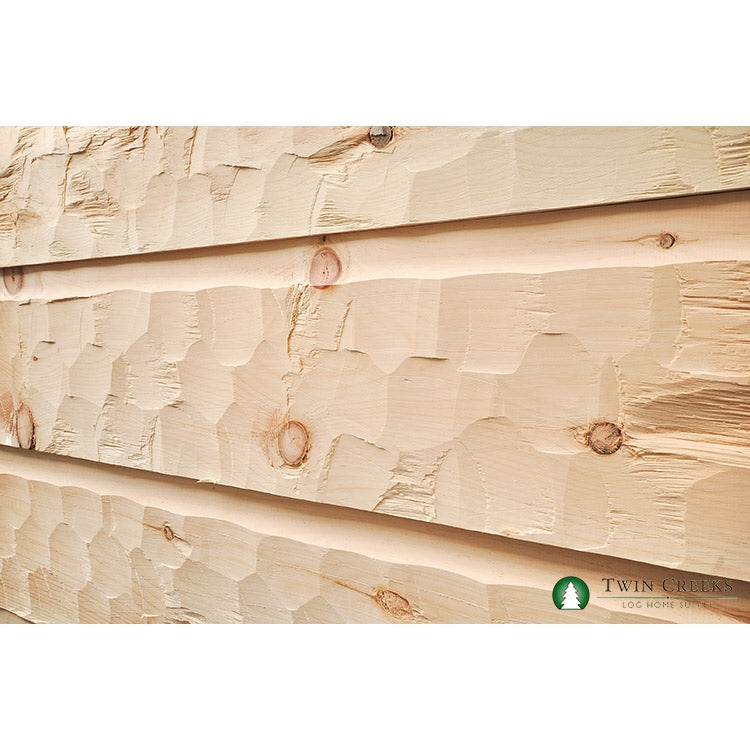5/4x12 White Pine Chink Log Siding - Scallop Hewn (Installed)  