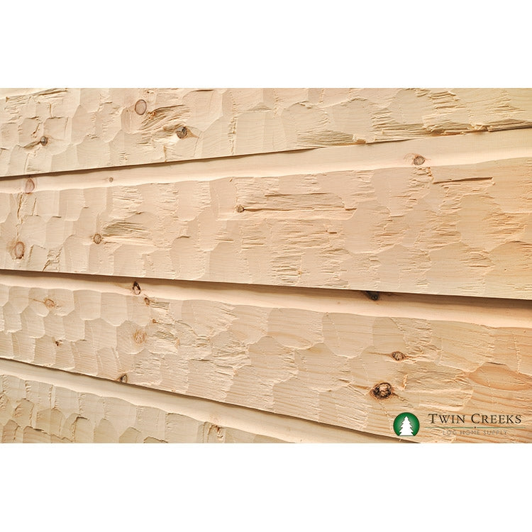 5/4x12 White Pine Chink Log Siding - Scallop Hewn (Installed)  