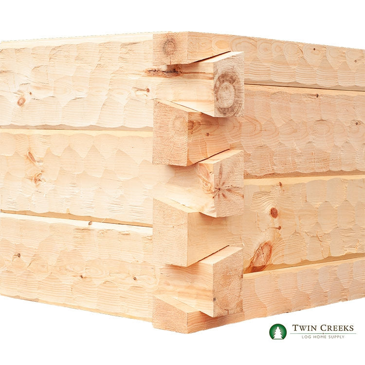 6x12 Confederate "V" Logs with optional Scallop Hewing - Dovetail Corner Details