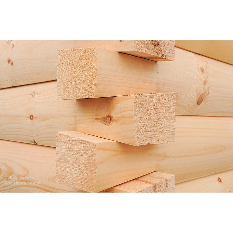 6x8 White Pine D Log (Exterior Closeup of Optional Dovetail Joints) 