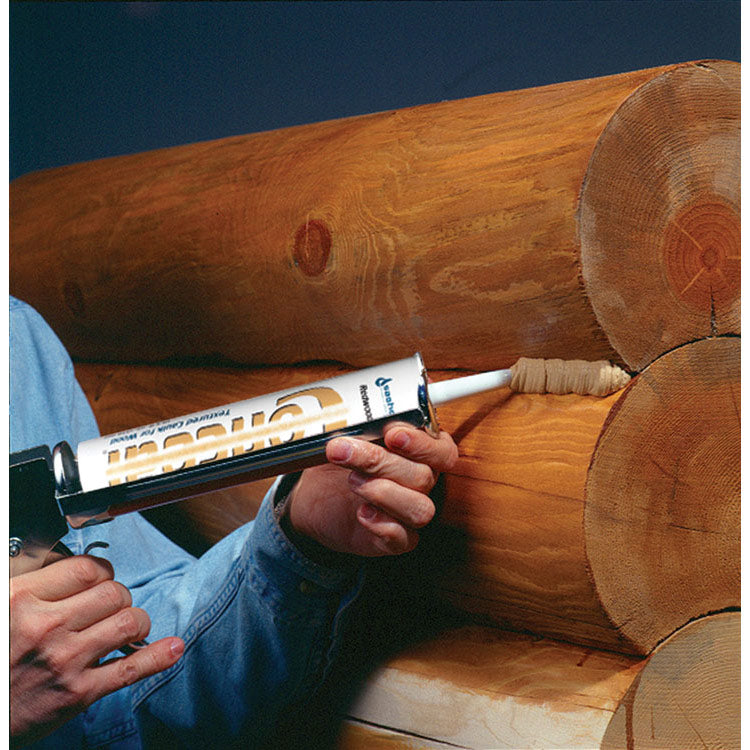 Sashco Conceal Textured Caulk - On Swedish Cope Logs