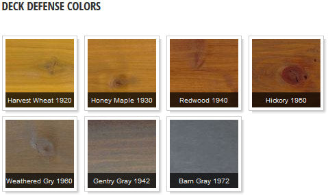 Perma-Chink Deck Defense Deck Stain Color Chart