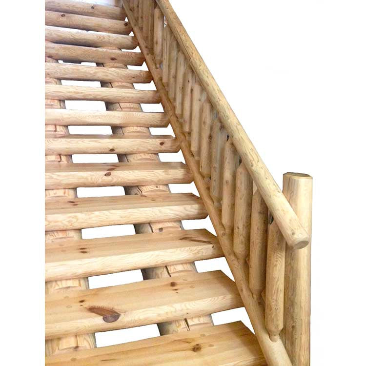 Dual Cope White Pine Log Stairs and Log Railing