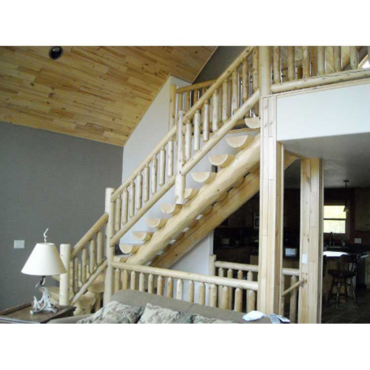 Dual Cope White Pine Log Stairs (Included Intermediate Landing) 