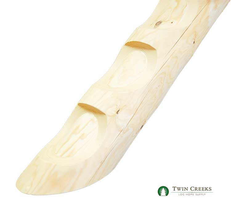 Dual Cope White Pine Log Stairs (Stringer Detail)
