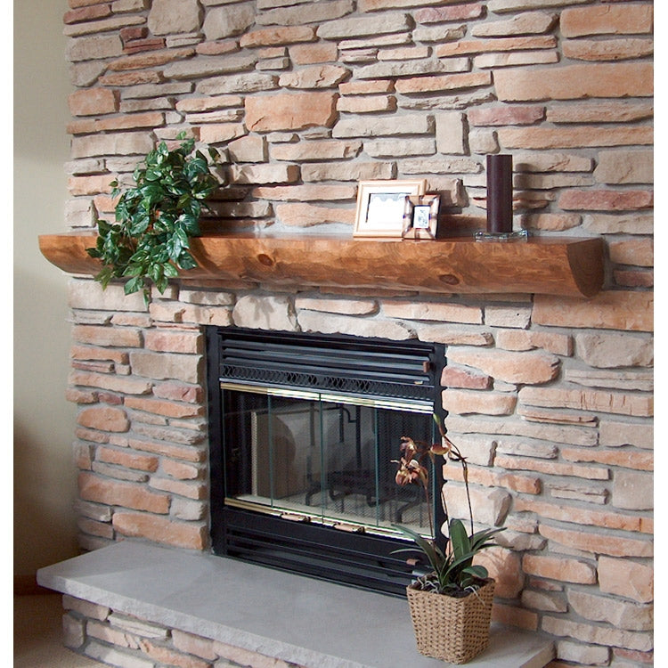 Front Face of a White Pine Half Log Mantel Without Corbels