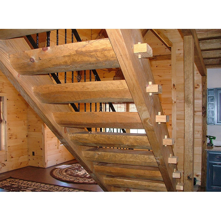 Mortise and Tenon White Pine Log Stairs (Half Log Treads / Timber Stringers) 