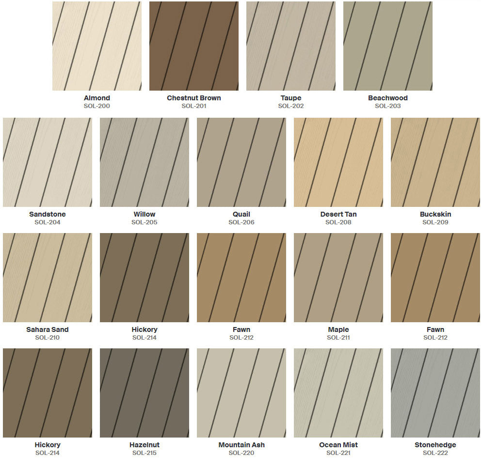 PPG Proluxe Rubbol Solid Stain - Color Chart #1