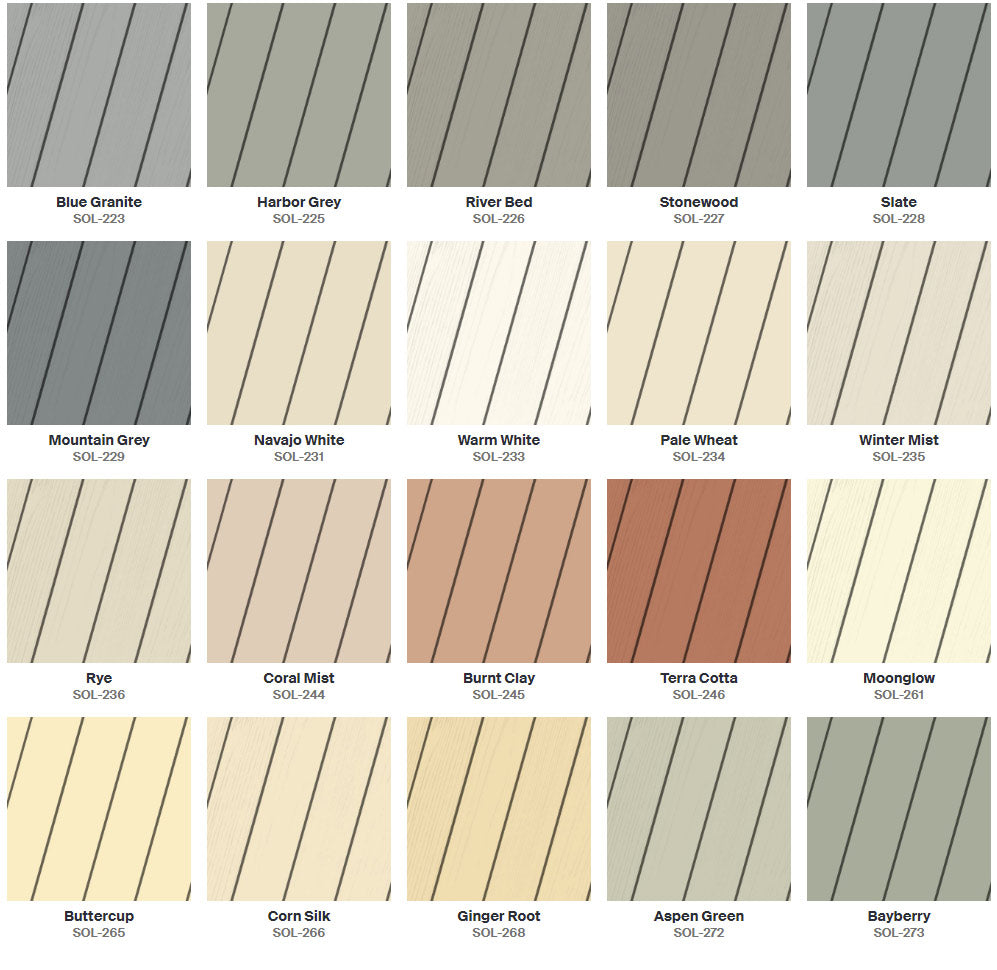 PPG Proluxe Rubbol Solid Stain - Color Chart #2