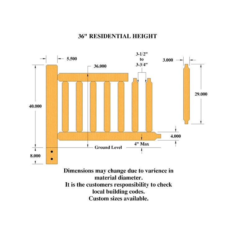 Residential Height Rail Specifications