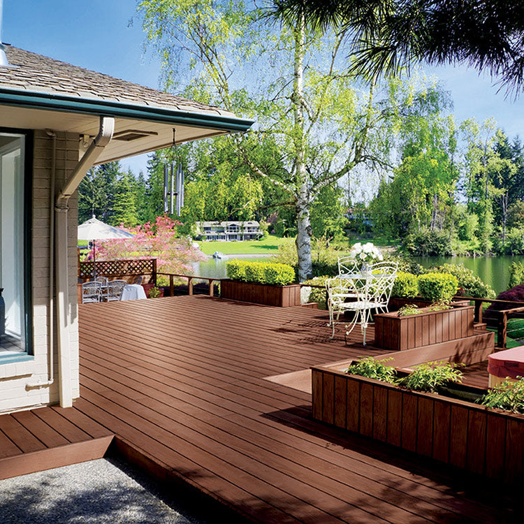 PPG Proluxe Premium Solid Stain Wood Finish Applied to Deck.